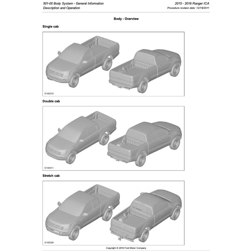 FORD RANGER T6 PX MKII (2015-2018) SERVICE WORKSHOP MANUAL