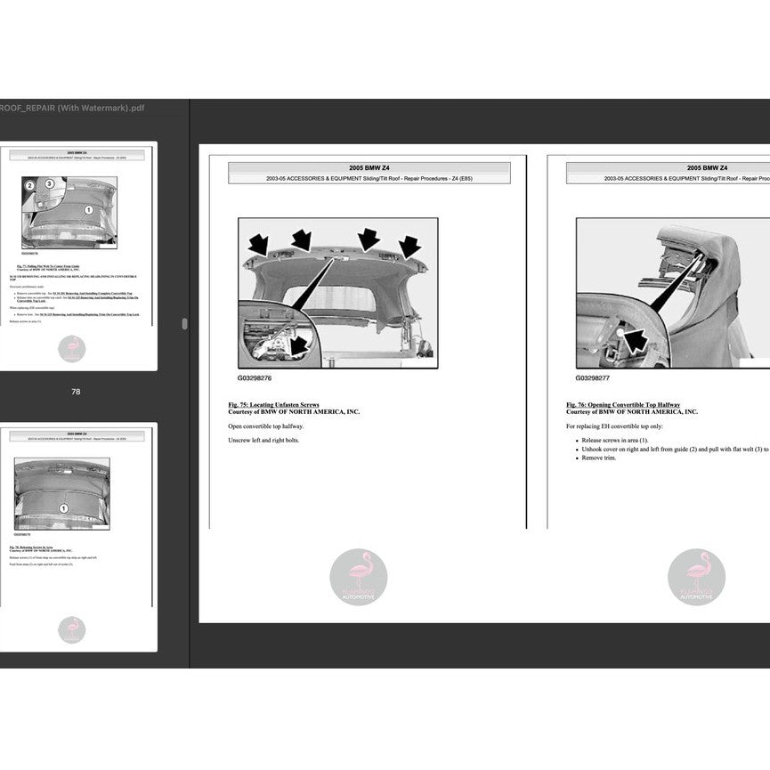 BMW Z4 E85 (2002-2008) CONVERTIBLE TOP REPAIR MANUAL
