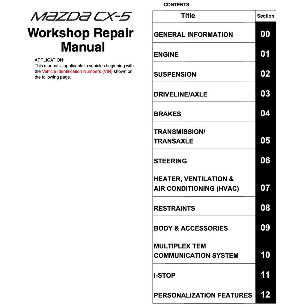 MAZDA CX-5 KE (2012-2017) SERVICE WORKSHOP MANUAL
