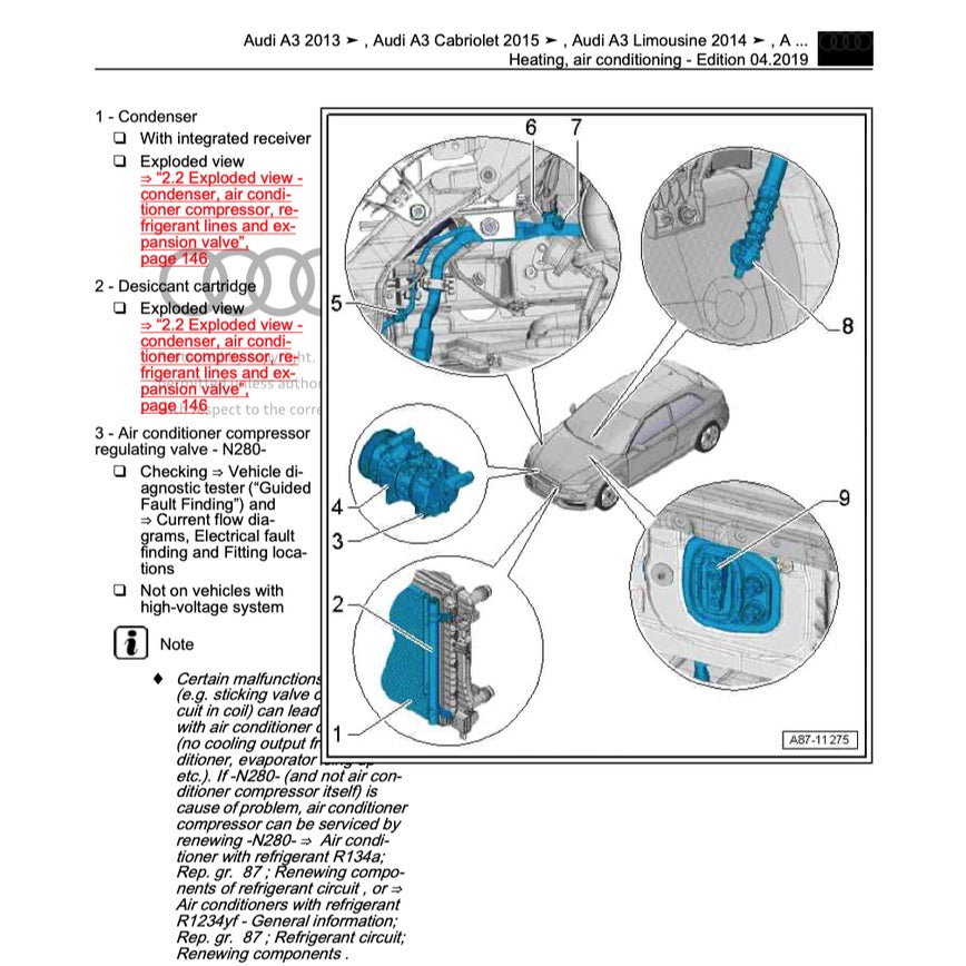 AUDI A3 (2013-2020) SERVICE WORKSHOP MANUAL