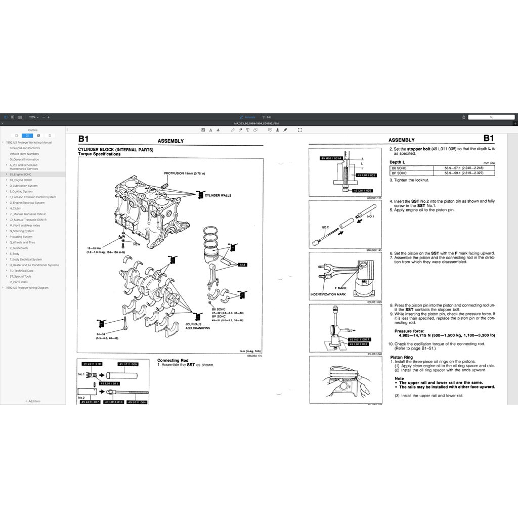 MAZDA 323 FAMILIA / PROTEGE BG (1989-1994) SERVICE WORKSHOP MANUAL