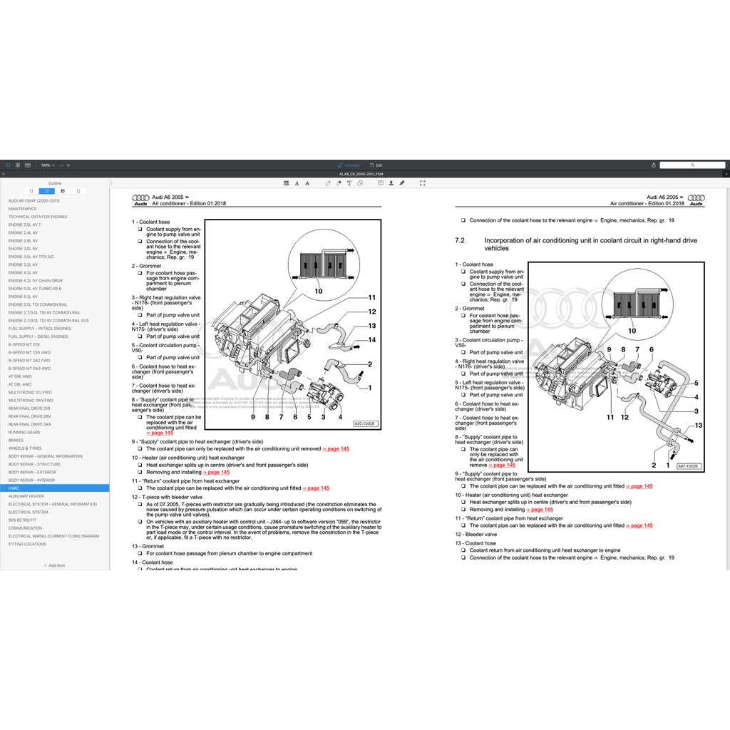 AUDI A6 C6/4F (2005-2011) SERVICE WORKSHOP MANUAL