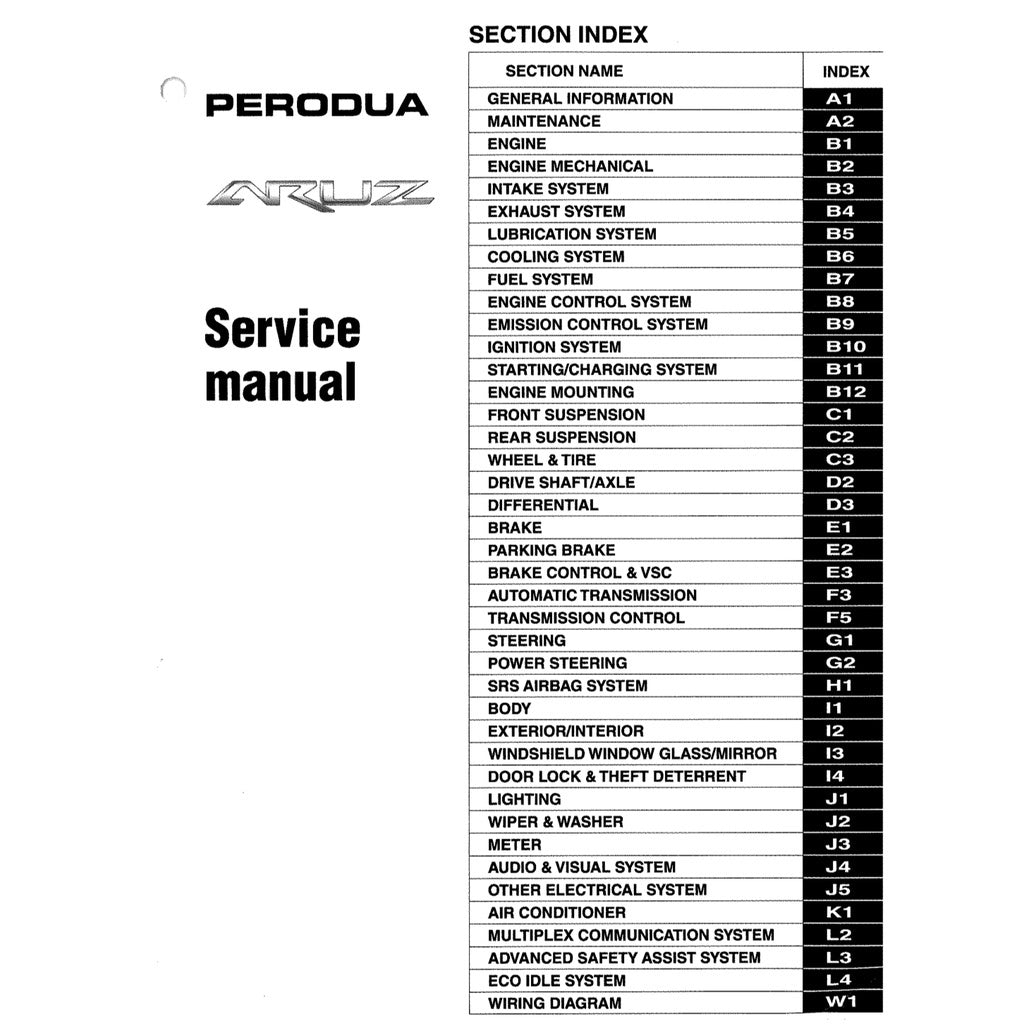PERODUA ARUZ F850 (2019-2023) SERVICE WORKSHOP MANUAL WORKBOOK
