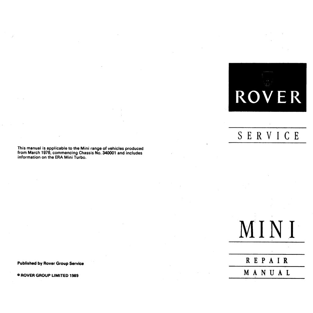 [CLASSIC] MINI-ROVER MK4-MK5 (1976-1989) SERVICE WORKSHOP MANUAL