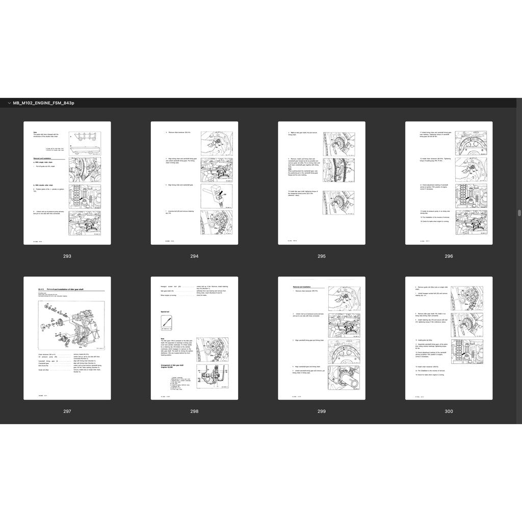 MERCEDES-BENZ M102 ENGINE 1.8–2.5 L 8V-16V (1980–1996) SERVICE WORKSHOP MANUAL