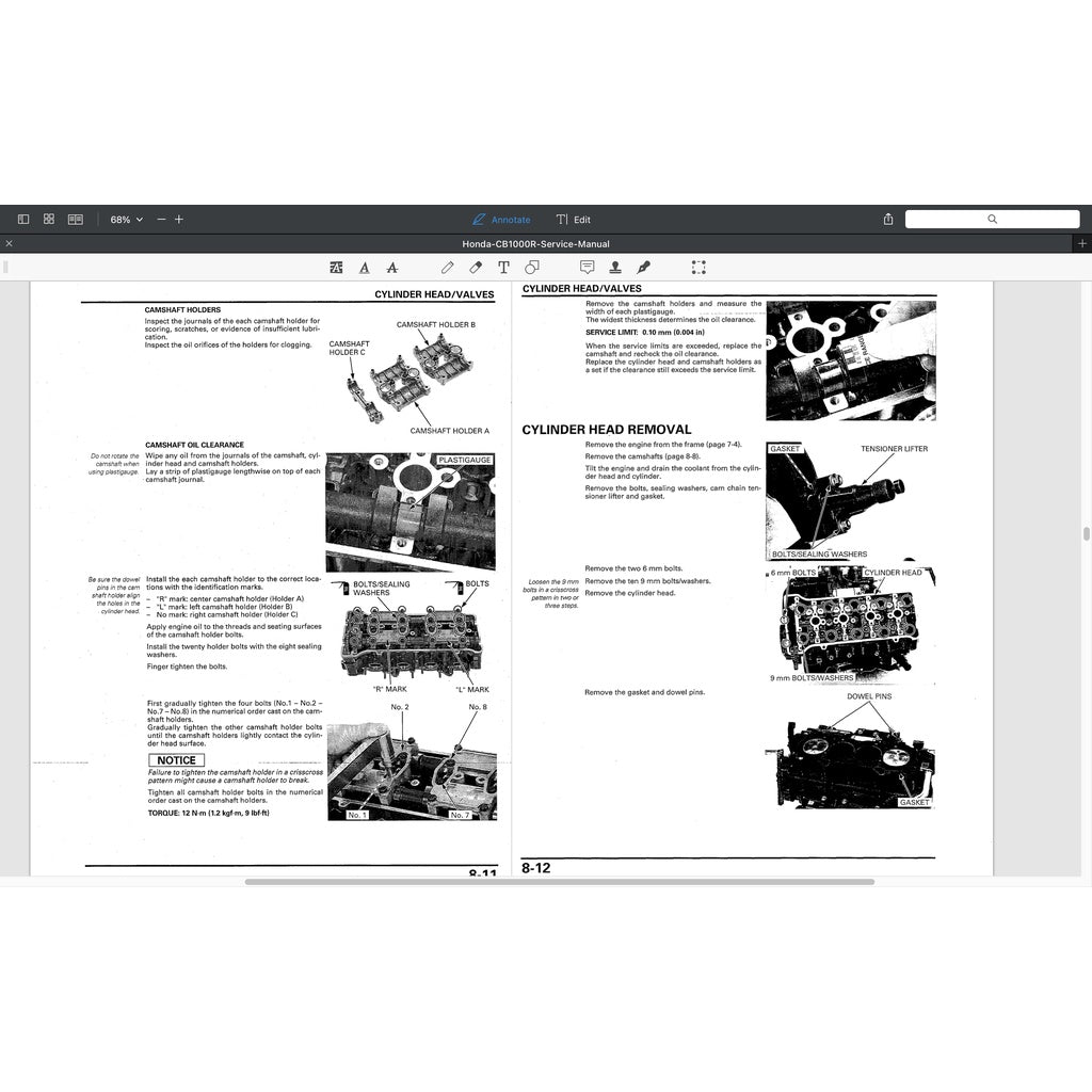 HONDA CB1000R SC60 (2009-2017) SERVICE WORKSHOP MANUAL + OWNER'S MANUAL / CB 1000 R
