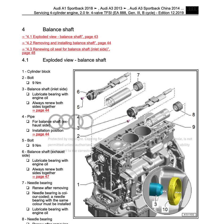 AUDI ENGINE SERVICE WORKSHOP MANUAL