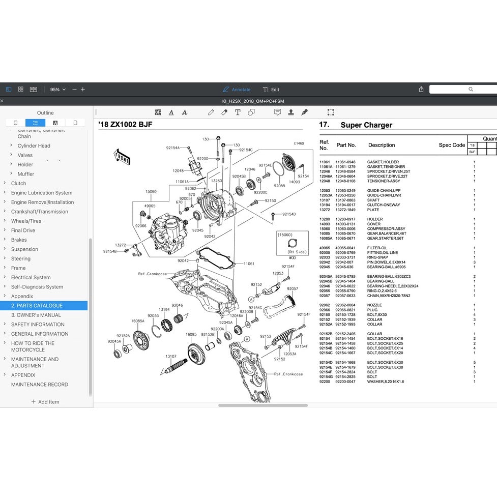 KAWASAKI H2 SX (2018+) SERVICE WORKSHOP MANUAL + PARTS CATALOGUE + OWNER'S MANUAL