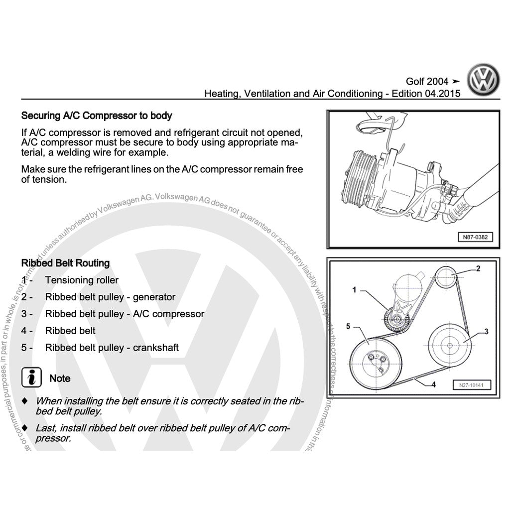 VW GOLF MK5 (2004-2009) SERVICE WORKSHOP MANUAL