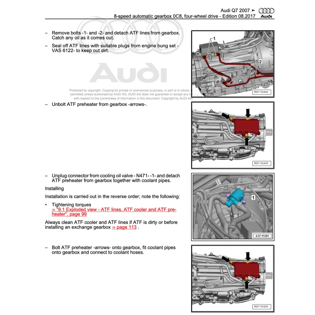 AUDI Q7 4L (2006-2015) SERVICE WORKSHOP MANUAL