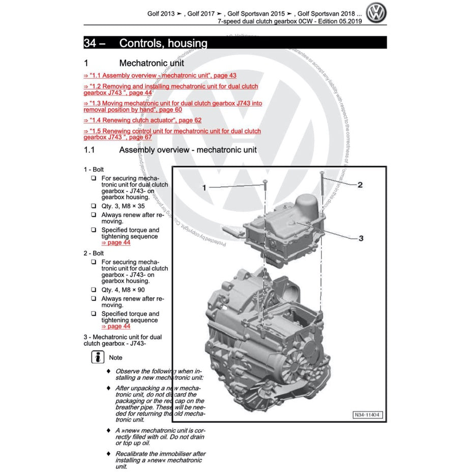 VW POLO MK6 AW (2018+) SERVICE WORKSHOP MANUAL