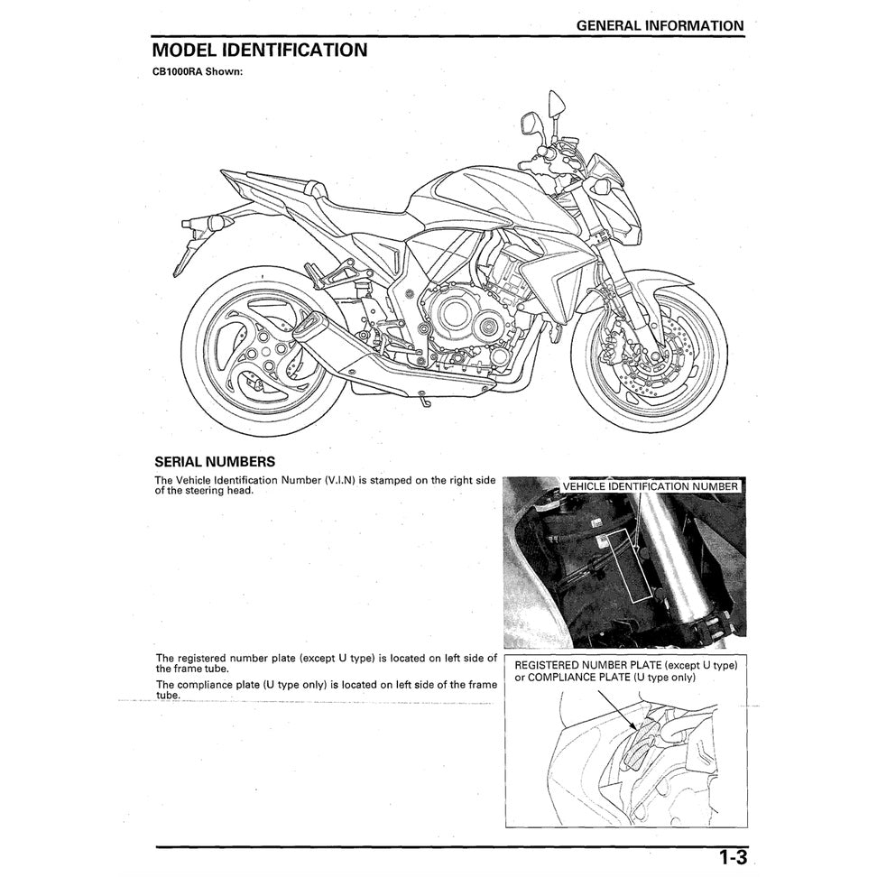 HONDA CB1000R SC60 (2009-2017) SERVICE WORKSHOP MANUAL + OWNER'S MANUAL / CB 1000 R