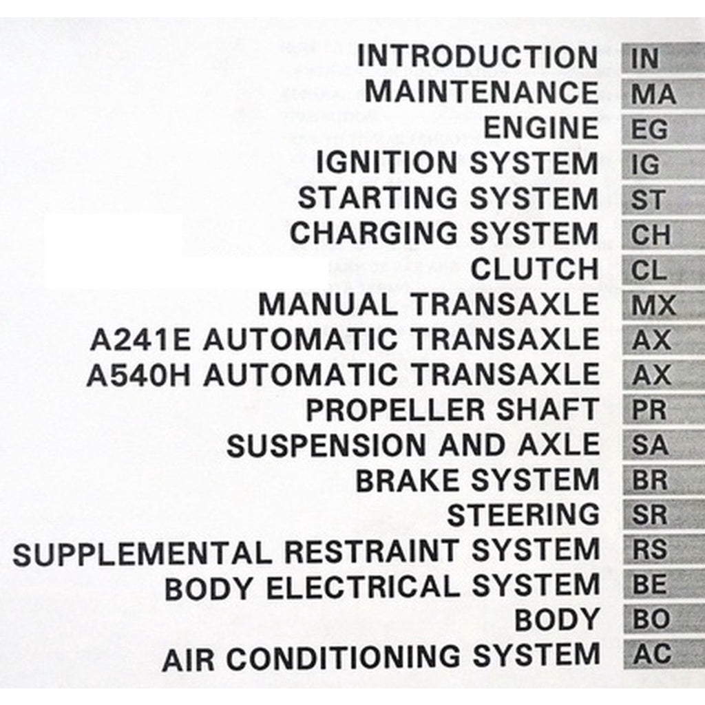TOYOTA RAV4 XA10 (1996-2000) SERVICE WORKSHOP MANUAL