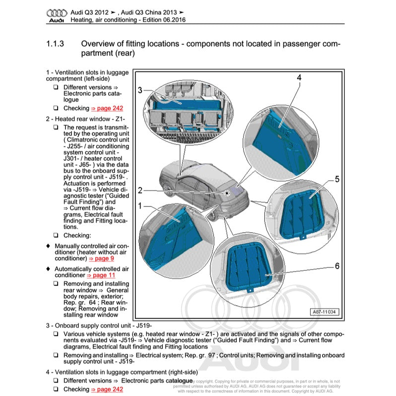 AUDI Q3 8U (2011-2018) SERVICE WORKSHOP MANUAL