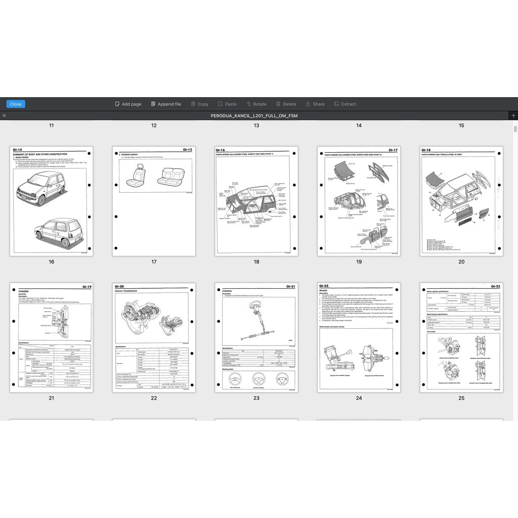 PERODUA KANCIL MKI (1990-2001) SERVICE WORKSHOP MANUAL