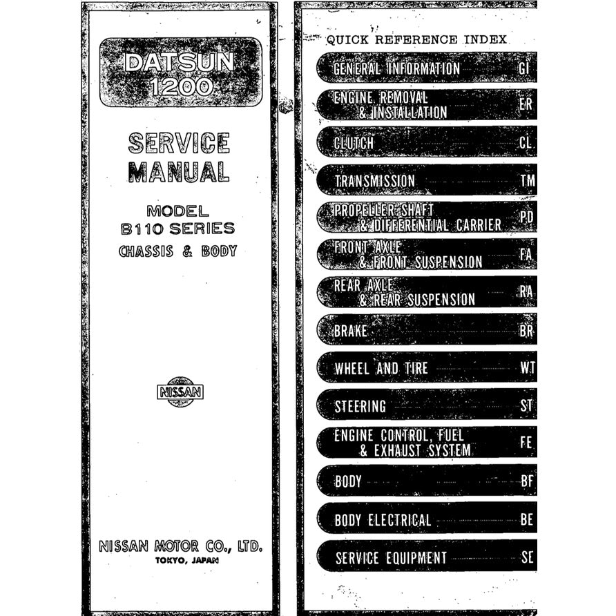 DATSUN 1200 B110 (1970-1973) SERVICE WORKSHOP MANUAL