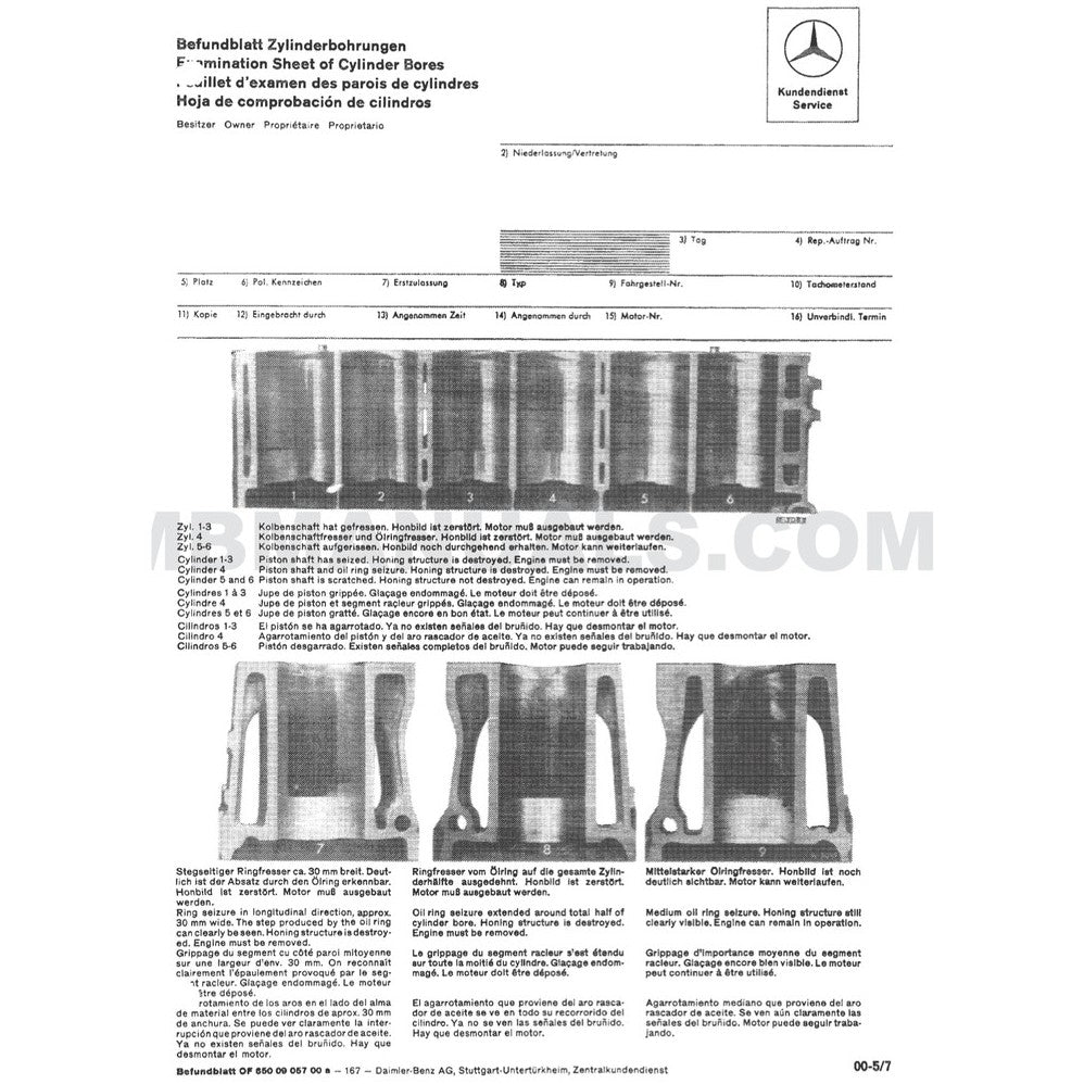 MERCEDES BENZ ENGINE M114 & M130 (1967-1976) SERVICE WORKSHOP MANUAL