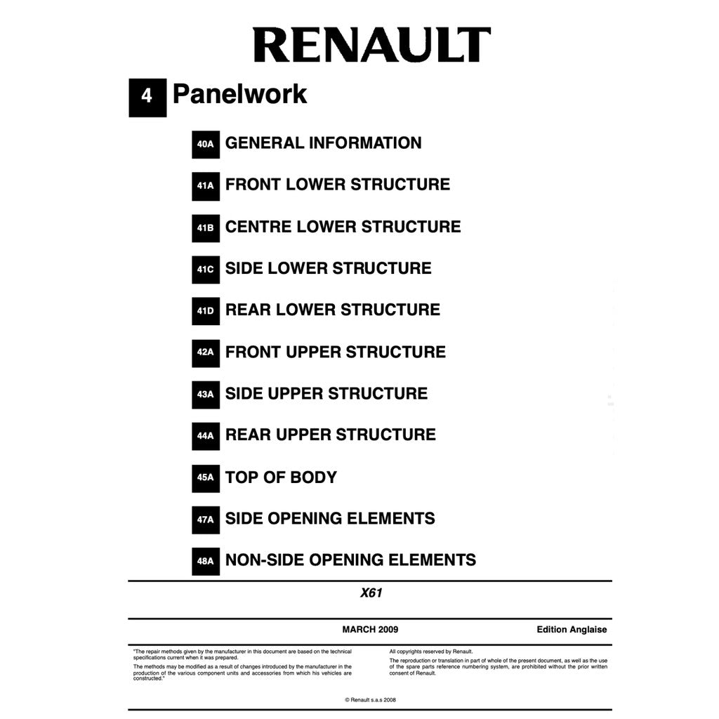 RENAULT KANGOO II X61 FC/FW (2007-2021) SERVICE WORKSHOP MANUAL