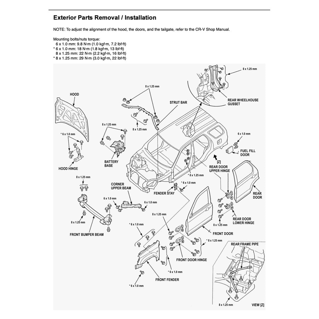 CRV HONDA CR-V RD4-9 (2001-2006) SERVICE WORKSHOP MANUAL