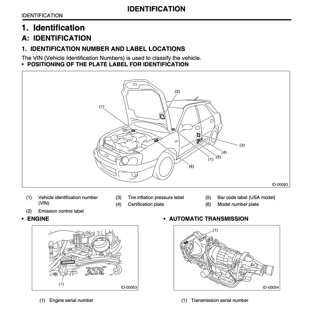 SUBARU IMPREZA WRX STI (2003-2005) SERVICE WORKSHOP MANUAL