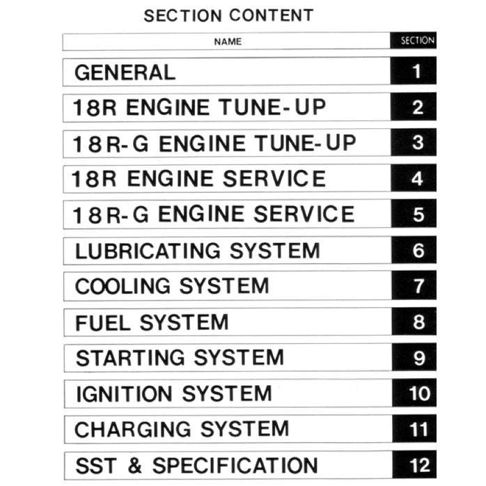 TOYOTA ENGINE 18R /18R-C/ 18R-G SERVICE WORKSHOP MANUAL