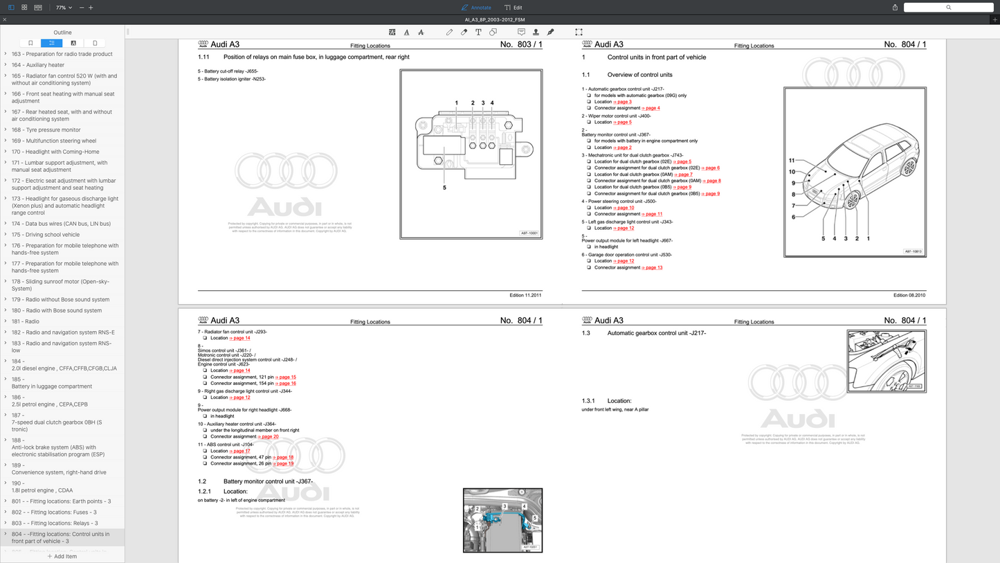 Audi A3 8P (2003-2012) SERVICE WORKSHOP MANUAL