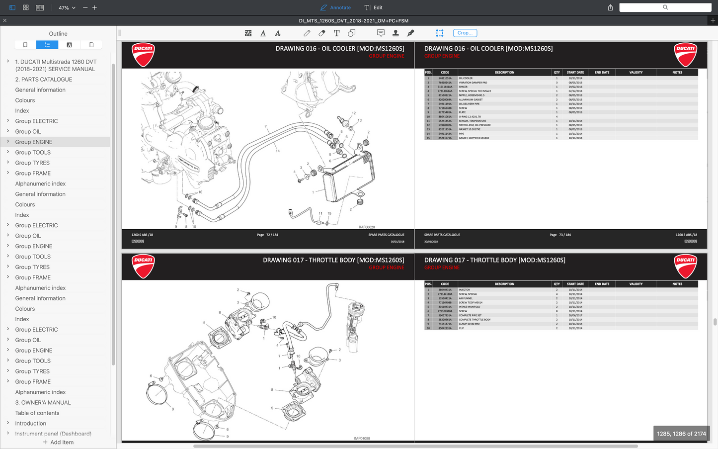 DUCATI MULTISTRADA 1260S DVT (2018-2021) SERVICE WORKSHOP MANUAL + PARTS CATALOGUE + OWNER'S MANUAL