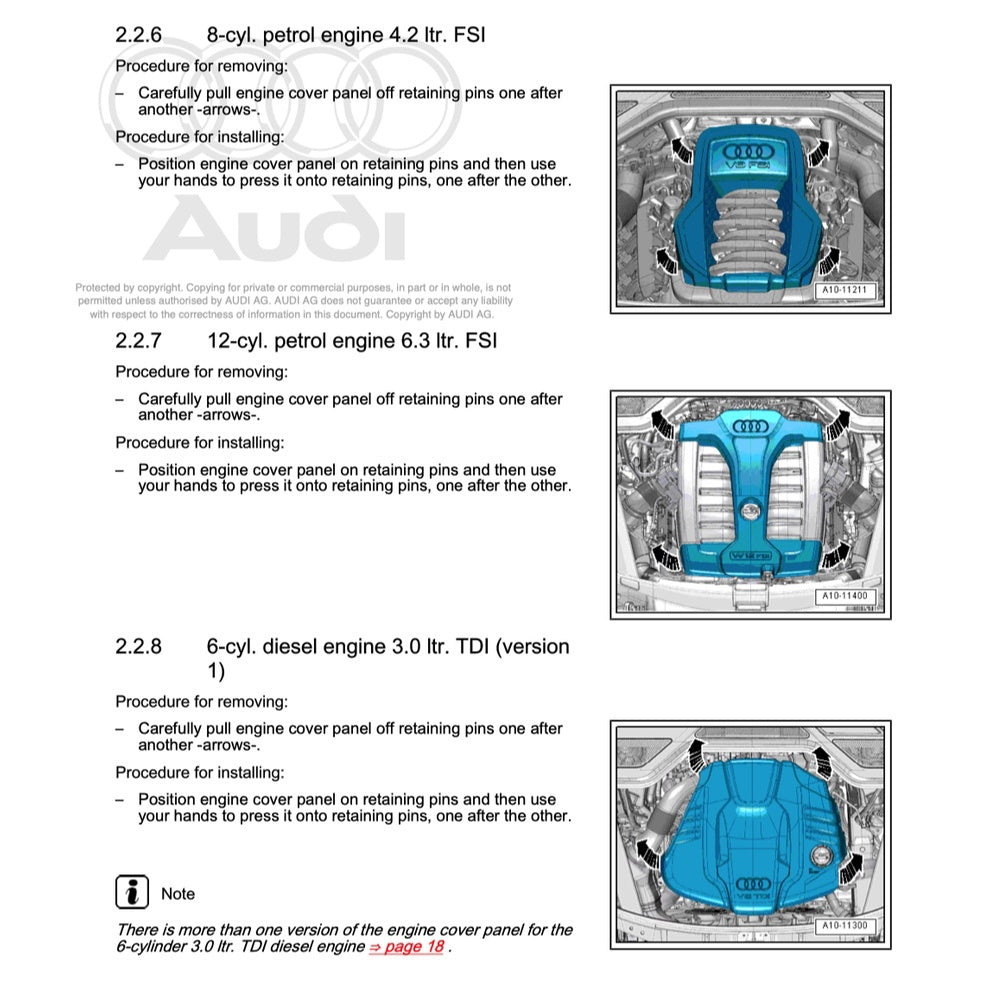 AUDI ENGINE SERVICE WORKSHOP MANUAL