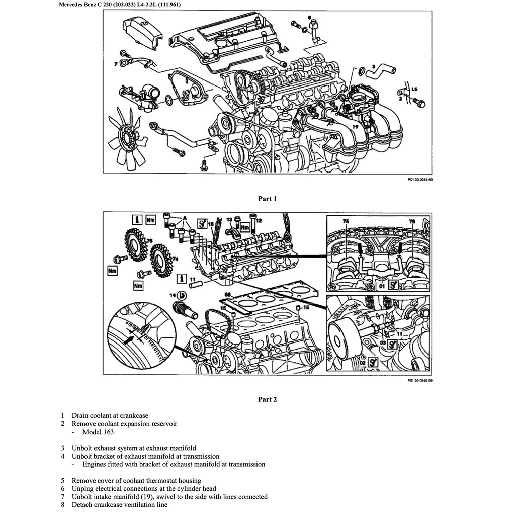 MERCEDES BENZ C-CLASS W202 M111 (1993-2000) SERVICE WORKSHOP MANUAL