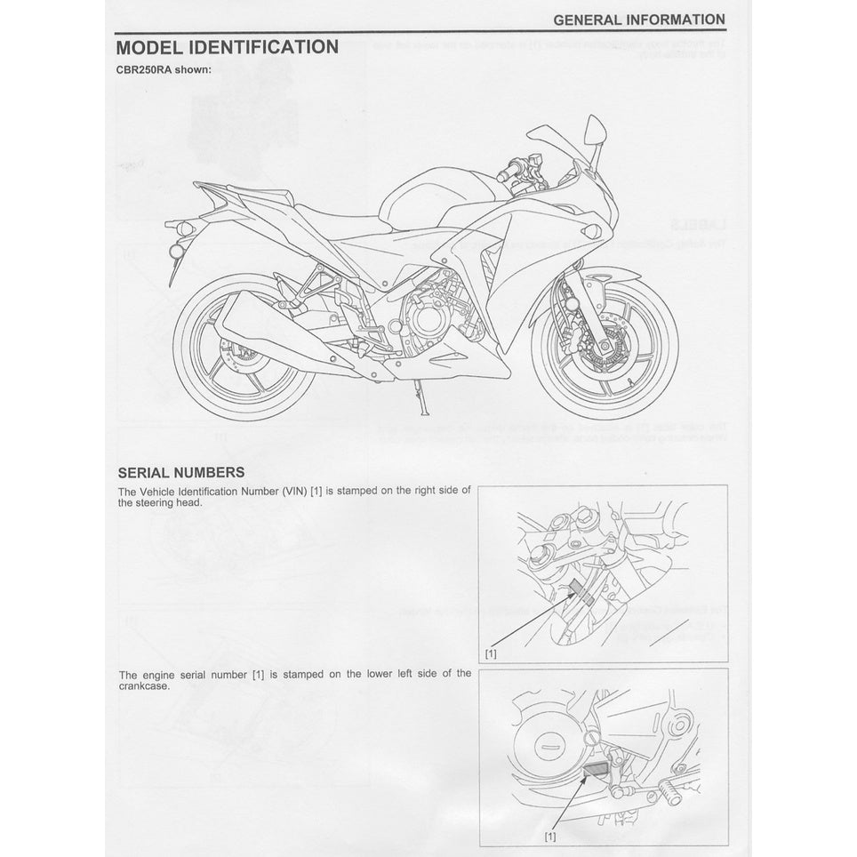HONDA CBR 250 R (2011-2021) SERVICE WORKSHOP MANUAL + PARTS CATALOGUE + OWNER'S MANUAL / CBR250R