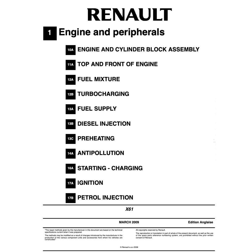 RENAULT KANGOO II X61 FC/FW (2007-2021) SERVICE WORKSHOP MANUAL