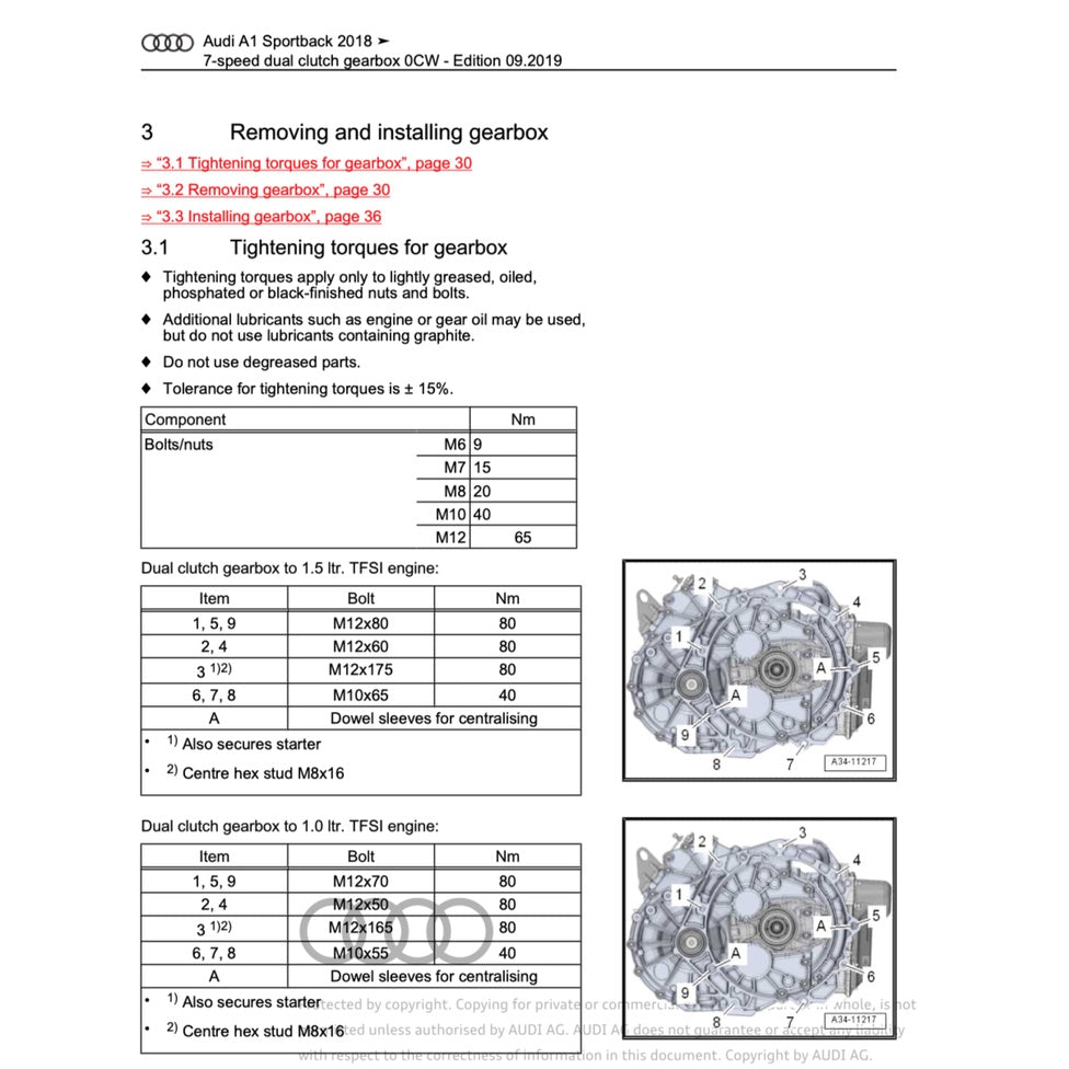 AUDI A1 (2018-2022) SERVICE WORKSHOP MANUAL