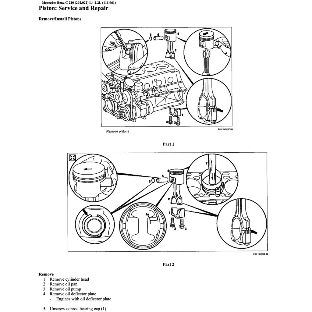 MERCEDES BENZ C-CLASS W202 M111 (1993-2000) SERVICE WORKSHOP MANUAL