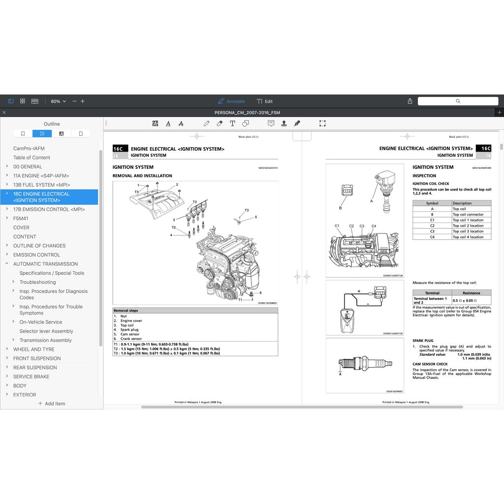PROTON PERSONA CM (2008-2016) SERVICE WORKSHOP MANUAL