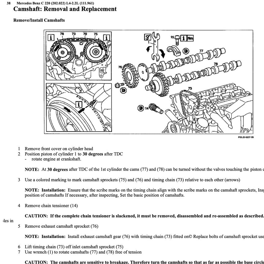 MERCEDES BENZ C-CLASS W202 M111 (1993-2000) SERVICE WORKSHOP MANUAL