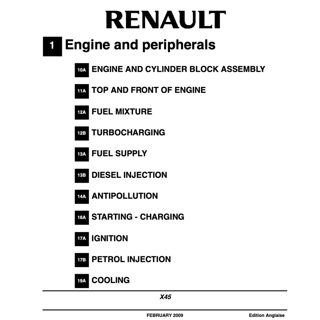RENAULT KOLEOS X45 (2007-2016) SERVICE WORKSHOP MANUAL