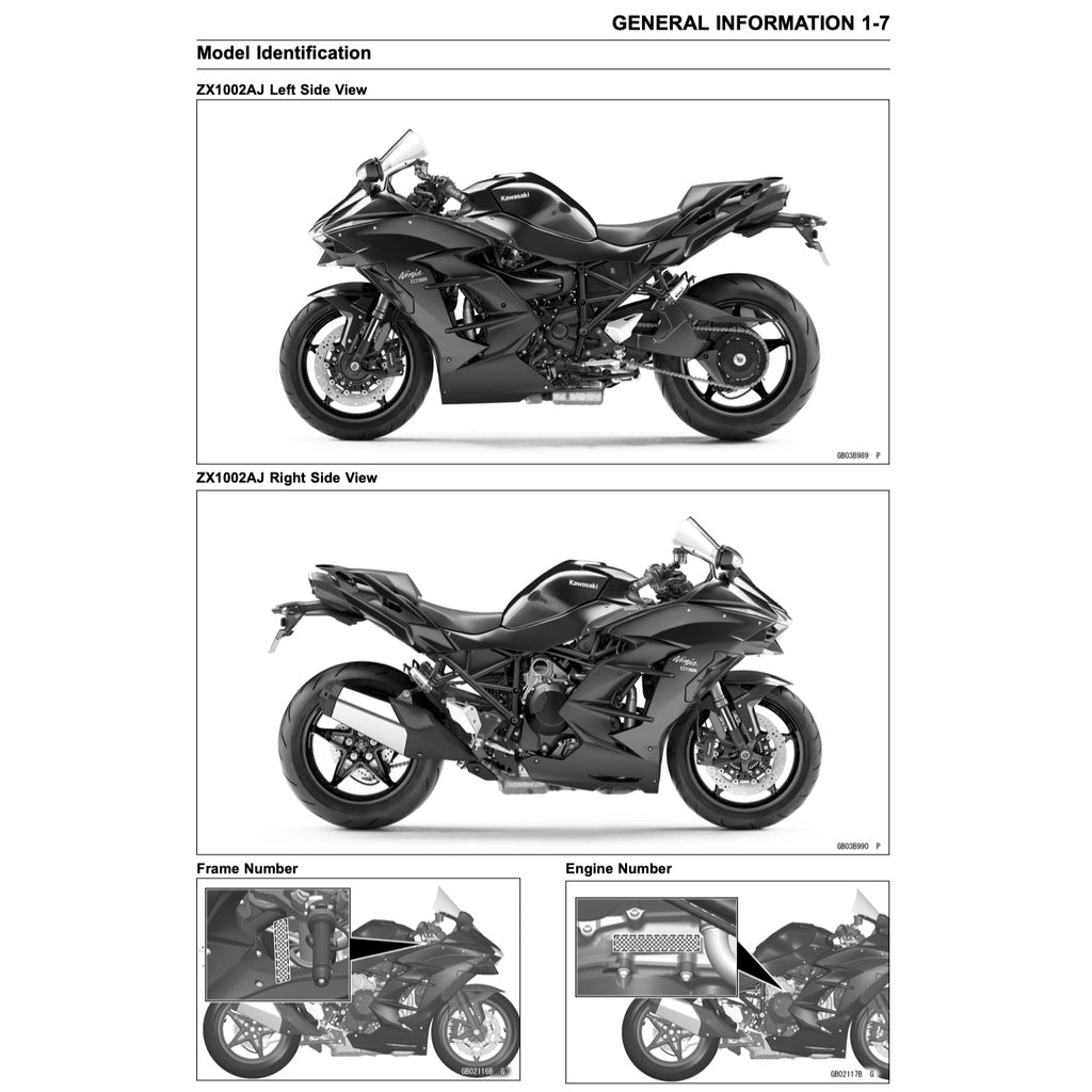 KAWASAKI H2 SX (2018+) SERVICE WORKSHOP MANUAL + PARTS CATALOGUE + OWNER'S MANUAL