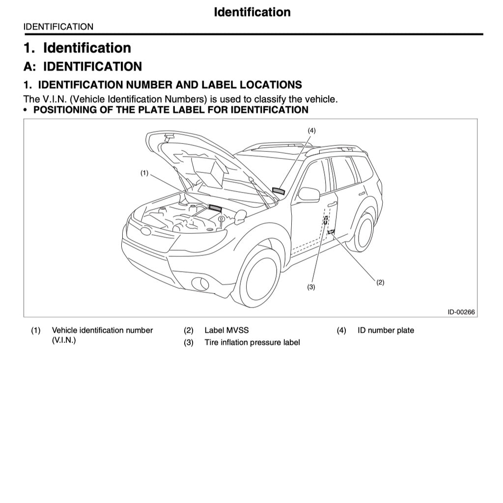 SUBARU FORESTER SH (2009-2013) SERVICE WORKSHOP MANUAL