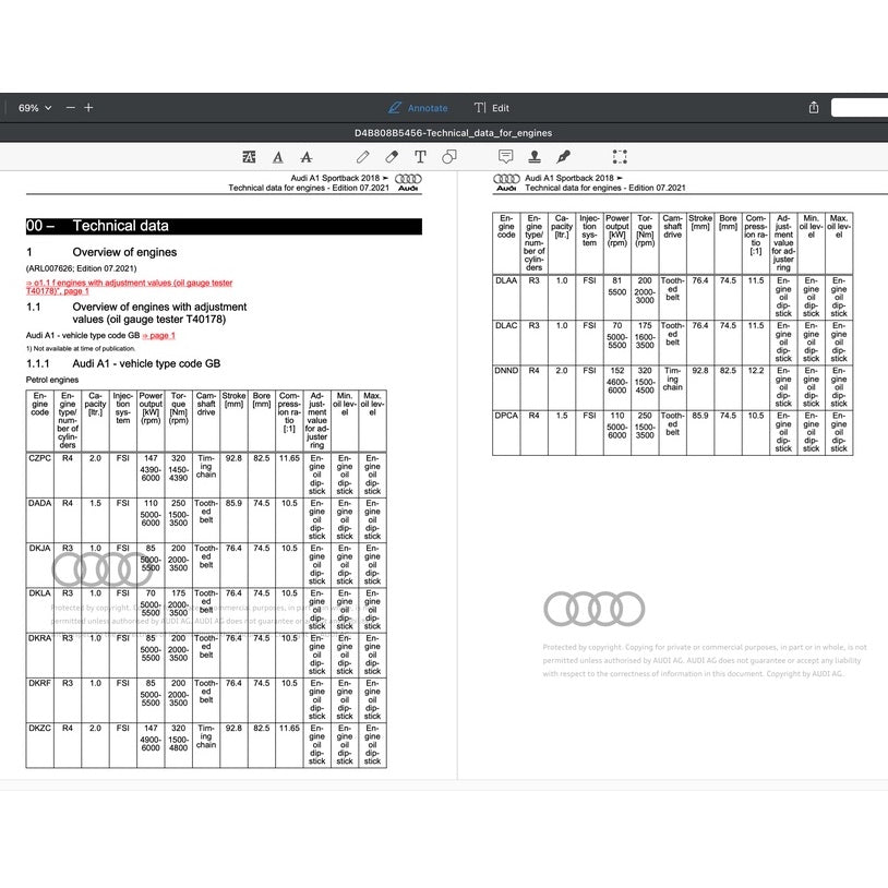 AUDI A1 (2018-2022) SERVICE WORKSHOP MANUAL