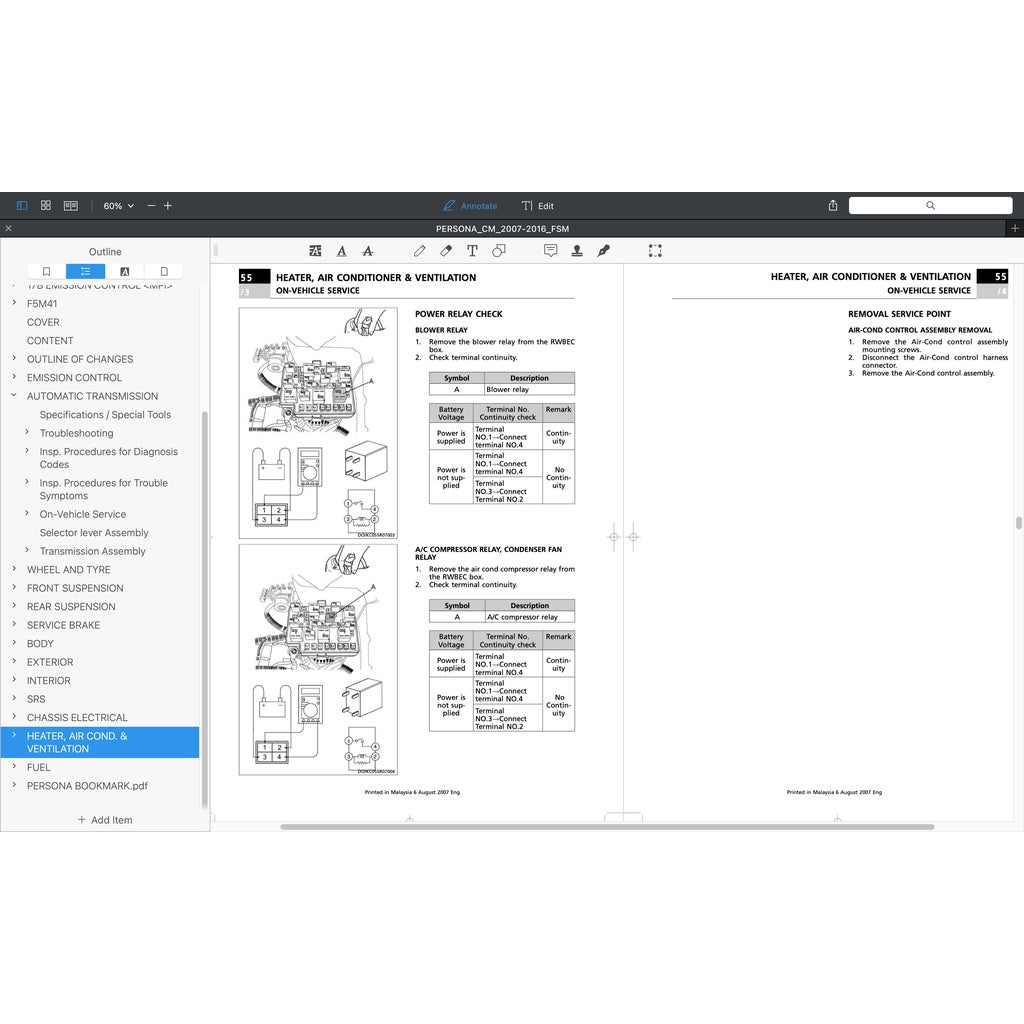 PROTON PERSONA CM (2008-2016) SERVICE WORKSHOP MANUAL