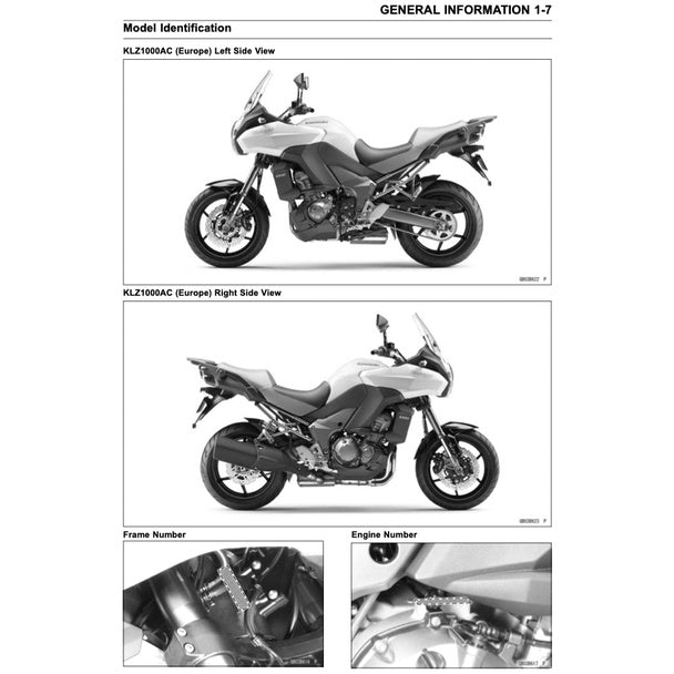 KAWASAKI VERSYS KLZ 1000 (2012-2014) SERVICE WORKSHOP MANUAL + PARTS CATALOGUE +OWNER'S MANUAL