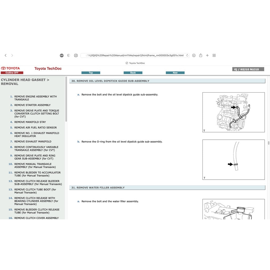 TOYOTA IQ (2008-2015) SERVICE WORKSHOP MANUAL