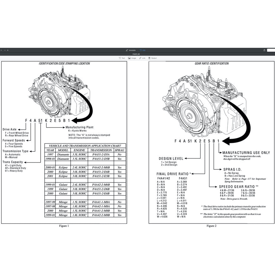 MITSUBISHI AUTOMATIC TRANSMISSION REPAIR MANUAL F4A3 F4A51 F5A51 KM-171 KM-175 KM-177 R451 V5A51 JF011E (CVT)
