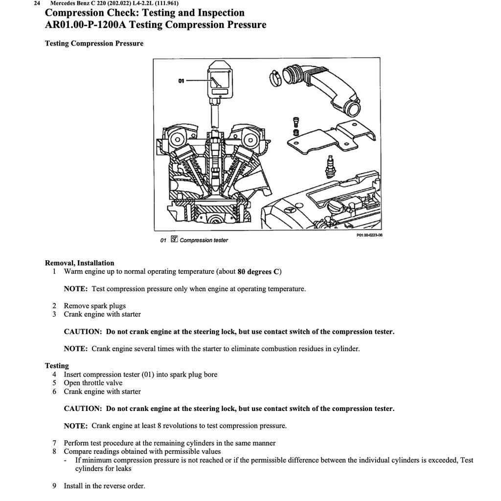 MERCEDES BENZ C-CLASS W202 M111 (1993-2000) SERVICE WORKSHOP MANUAL