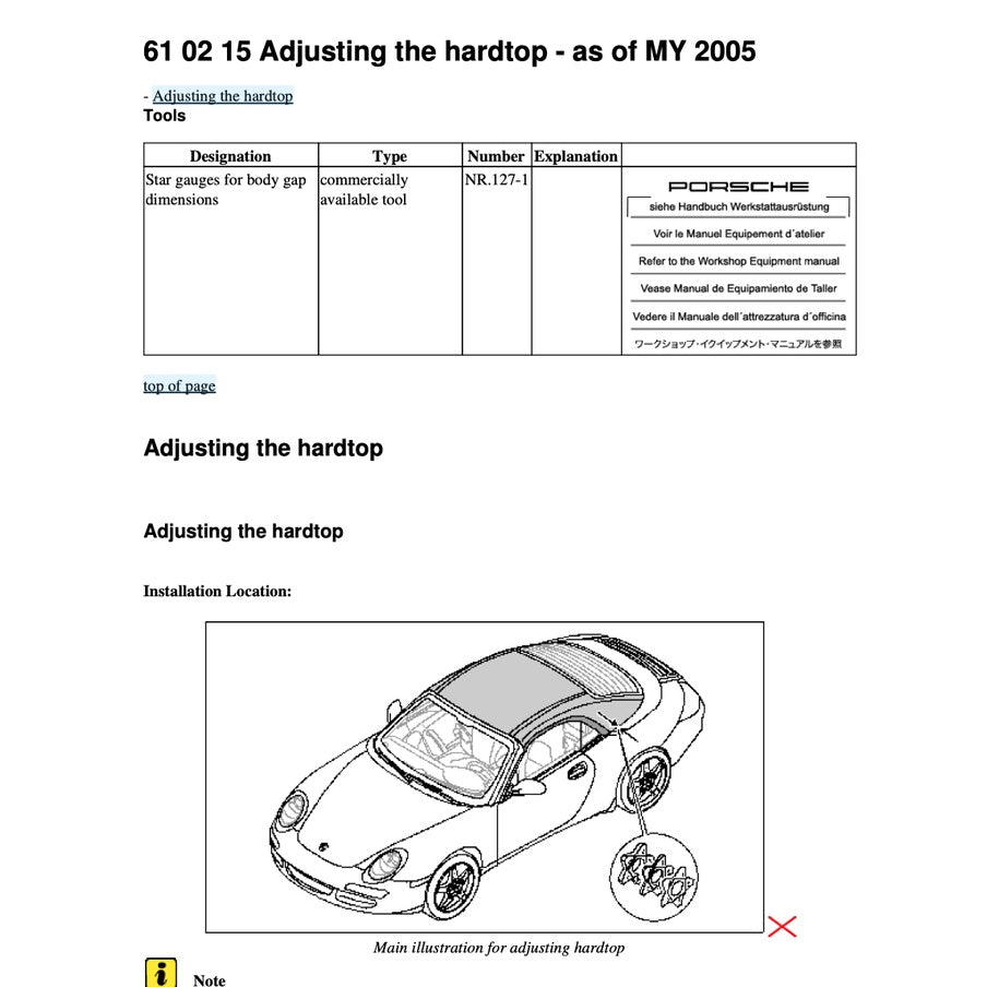 PORSCHE 911 997 (2004-2013) CONVERTIBLE TOP/ TARGA TOP SERVICE REPAIR MANUAL