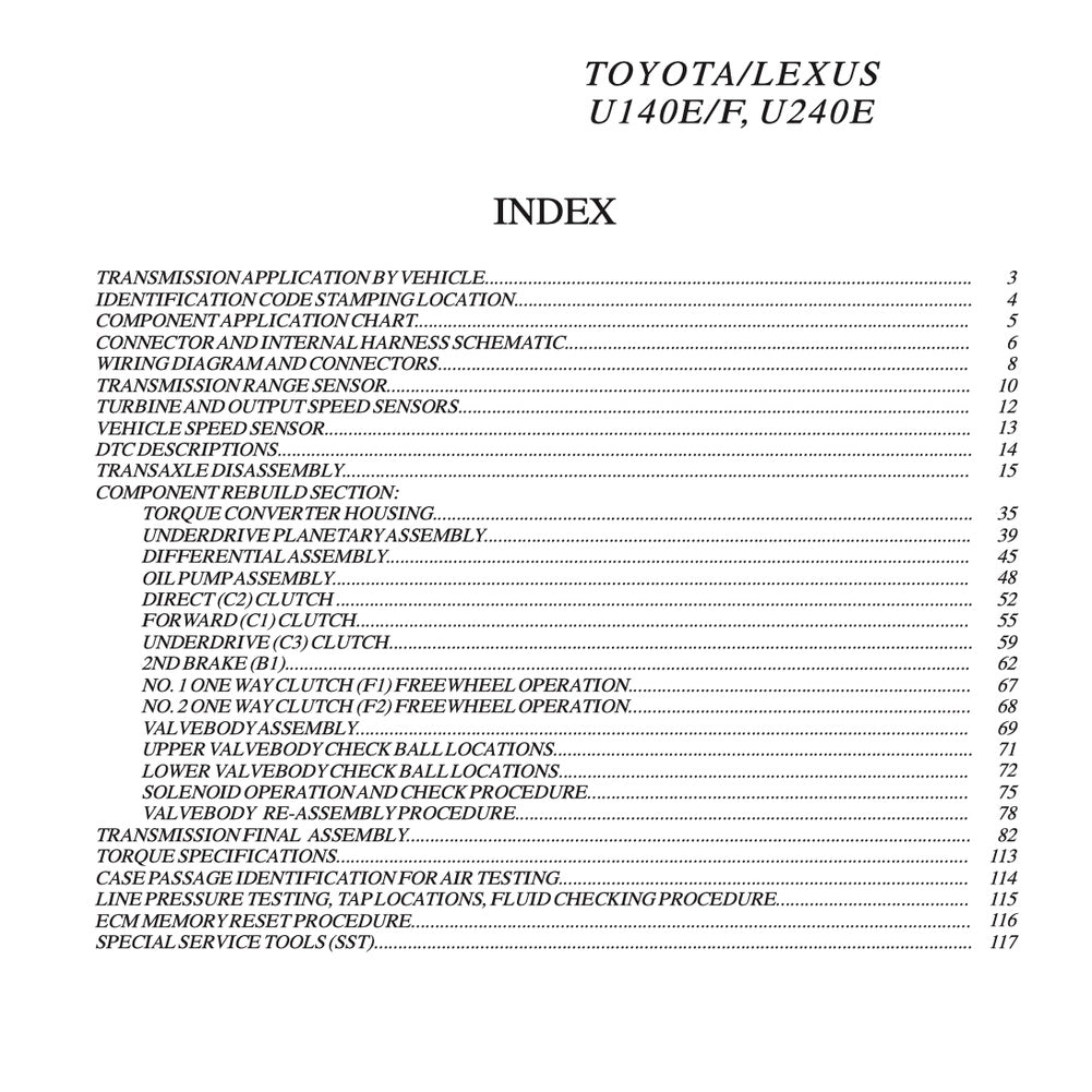 TOYOTA AUTOMATIC TRANSMISSION REPAIR MANUAL A130/A140/A240/A340/A40-41/A40D/A43DE/A440-F/A55/A750E/A761E/U140-240/U151E