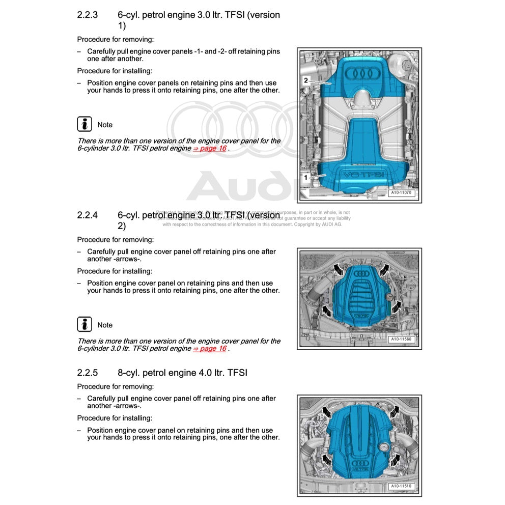 AUDI ENGINE SERVICE WORKSHOP MANUAL