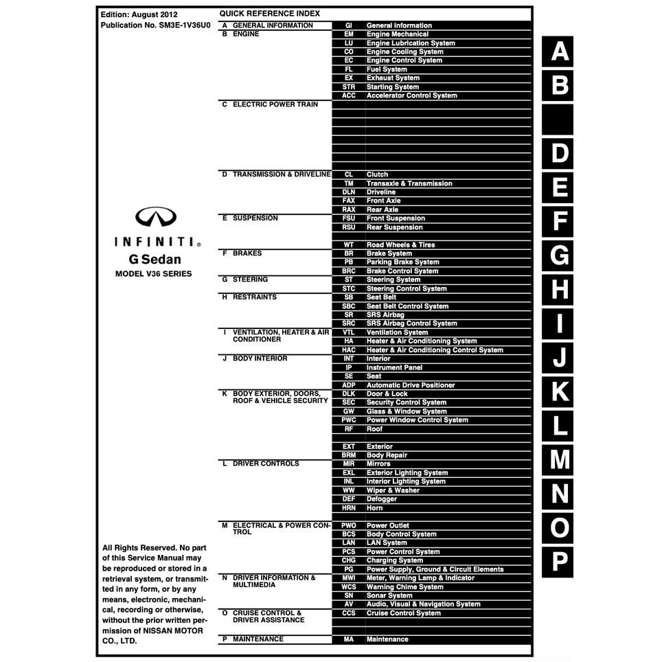 INFINITI G37 (2007-2015) SERVICE WORKSHOP MANUAL