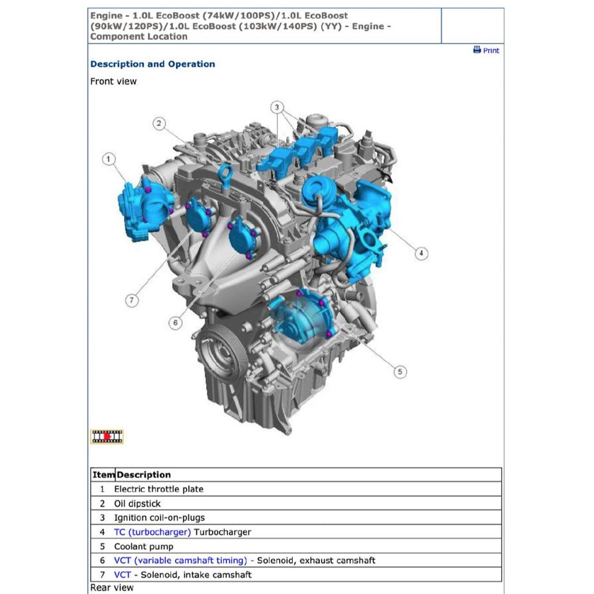 FORD FIESTA MK7 (2017-2022) SERVICE WORKSHOP MANUAL - ECOBOOST 1.0L