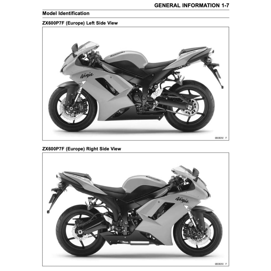 KAWASAKI NINJA ZX-6R (2007-2008) SERVICE WORKSHOP MANUAL + OWNER'S MANUAL